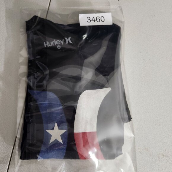 Hurley Mens Texas Flag Logo Black T-Shirt M 100% Cotton Short Sleeve - Picture 13 of 13